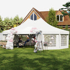 8.9 x 6.5m Decagonal Garden Gazebo Marquee with Sides, White