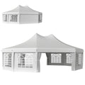 8.9 x 6.5m Decagonal Garden Gazebo Marquee with Sides, White