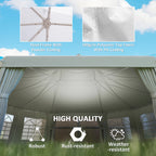 8.9 x 6.5m Decagonal Garden Gazebo Marquee with Sides, White