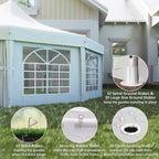 8.9 x 6.5m Decagonal Garden Gazebo Marquee with Sides, White
