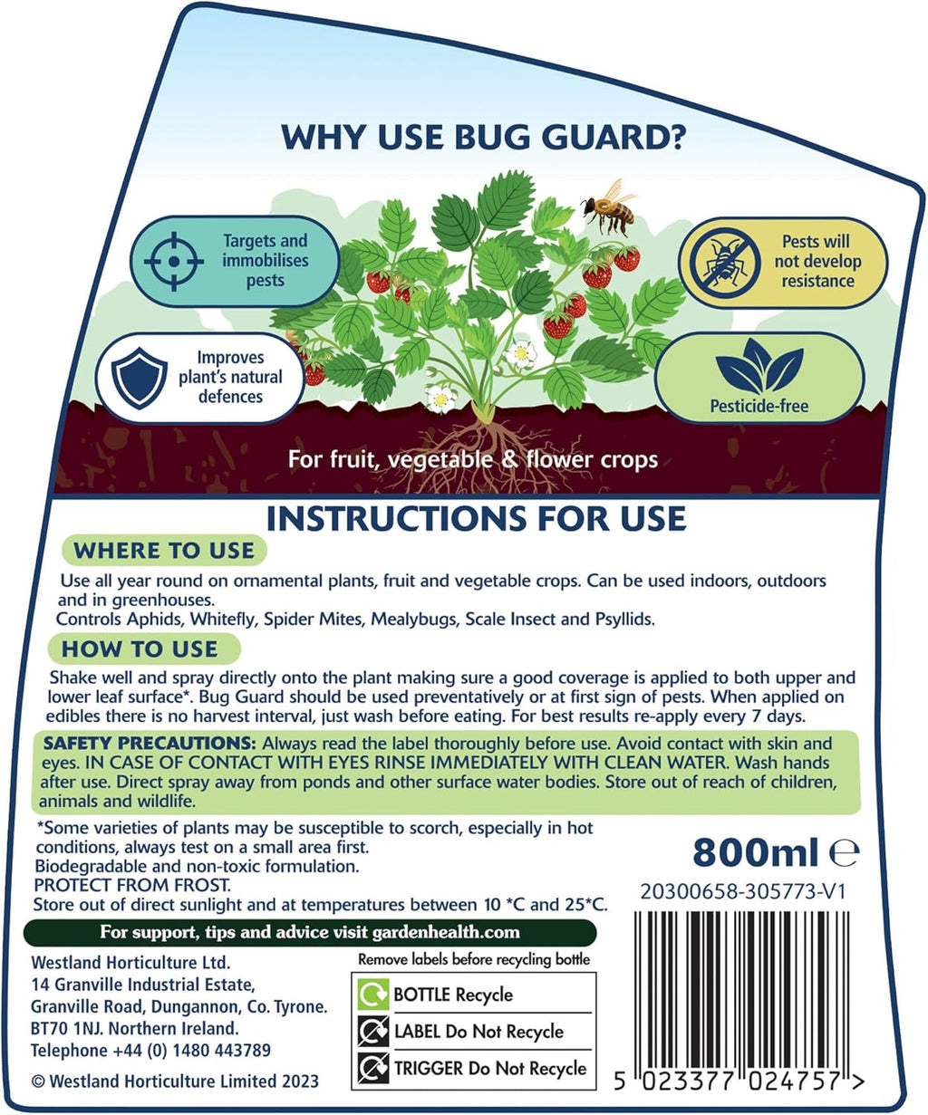Westland Bug Guard Spray Organic Natural Pest Control For Plants 800ml