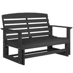 2-Person Patio Double Swing Rocking Chair Loveseat w/ Slatted HDPE Frame, Distressed Black