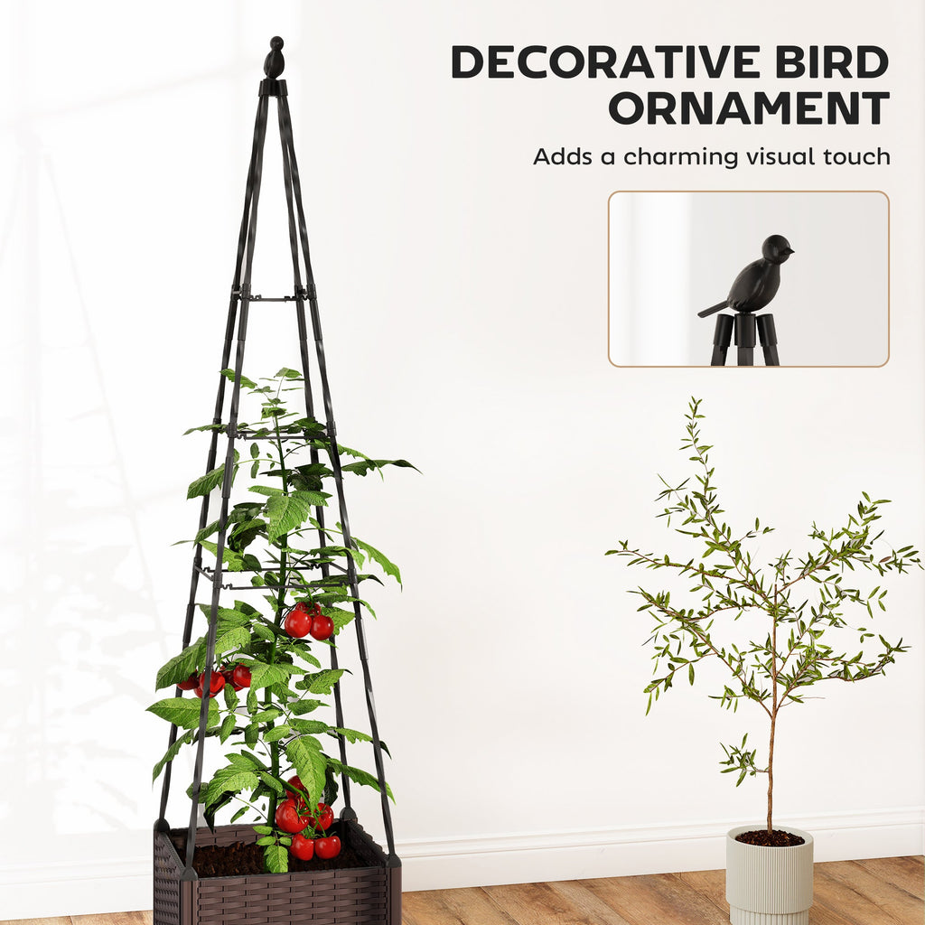 Self Watering Raised Garden Bed with Trellis, 40 x 40 x 175 cm