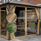 10' x 10' Hardtop Gazebo with Mosquito Netting & Aluminum Frame, Brown