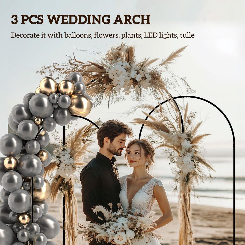 7/6.5/6ft Metal Arch Stand Set of 3 - Black