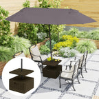 Heavy-Duty 176lbs Capacity Umbrella Stand with Wheels, Handles, Table Tray - Brown