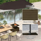 Heavy-Duty 176lbs Capacity Umbrella Stand with Wheels, Handles, Table Tray - Brown