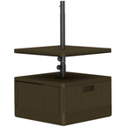 Heavy-Duty 176lbs Capacity Umbrella Stand with Wheels, Handles, Table Tray - Brown