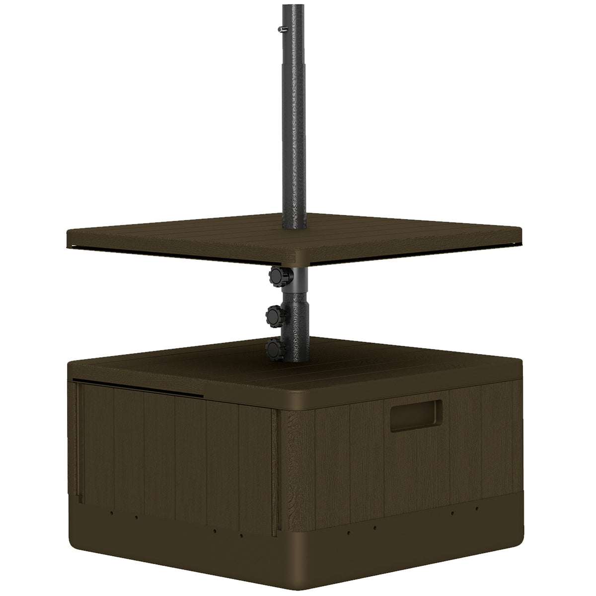 Heavy-Duty 176lbs Capacity Umbrella Stand with Wheels, Handles, Table Tray - Brown