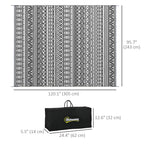 8' x 10' Reversible Mat w/ Carry Bag, Boho Waterproof RV Rug for Backyard, Grey & White