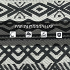 8' x 10' Reversible Mat w/ Carry Bag, Boho Waterproof RV Rug for Backyard, Grey & White