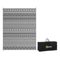 8' x 10' Reversible Mat w/ Carry Bag, Boho Waterproof RV Rug for Backyard, Grey & White