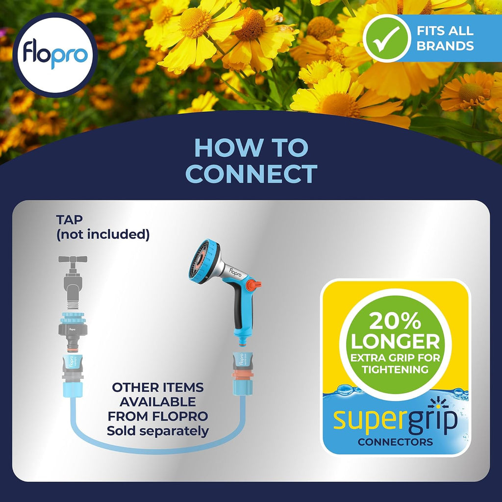 FloPro Metal Multi Spray Gun Garden Hose Nozzle