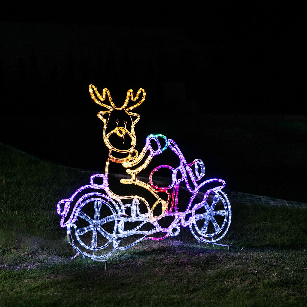 Stockholm Christmas Lights Motif 24 LED Ropelight Reindeer Motorbike