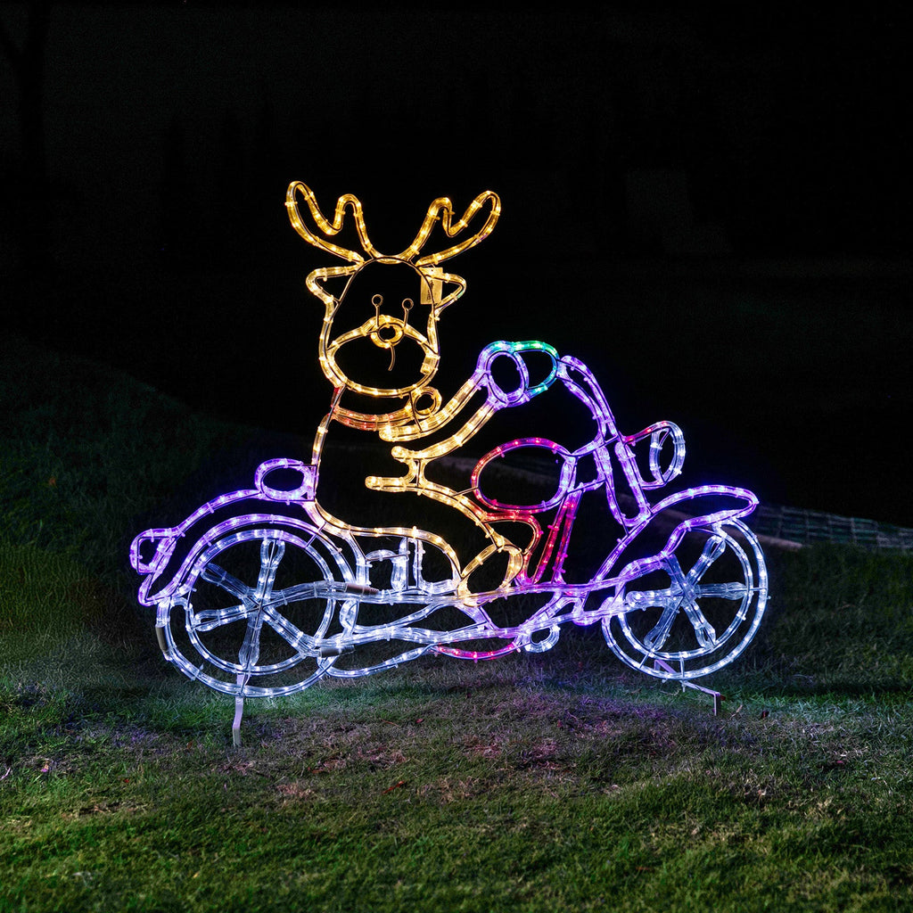 Stockholm Christmas Lights Motif 24 LED Ropelight Reindeer Motorbike