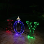 Stockholm Christmas Lights Motif 216 LED Joy Sign Tinsel Mesh RGB Warm White