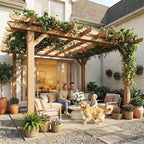 PerArbor Wooden Garden Oasis Pergola with Crisscross Beams and Sturdy Columns