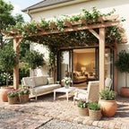 PerArbor Wooden Garden Oasis Pergola with Crisscross Beams and Sturdy Columns