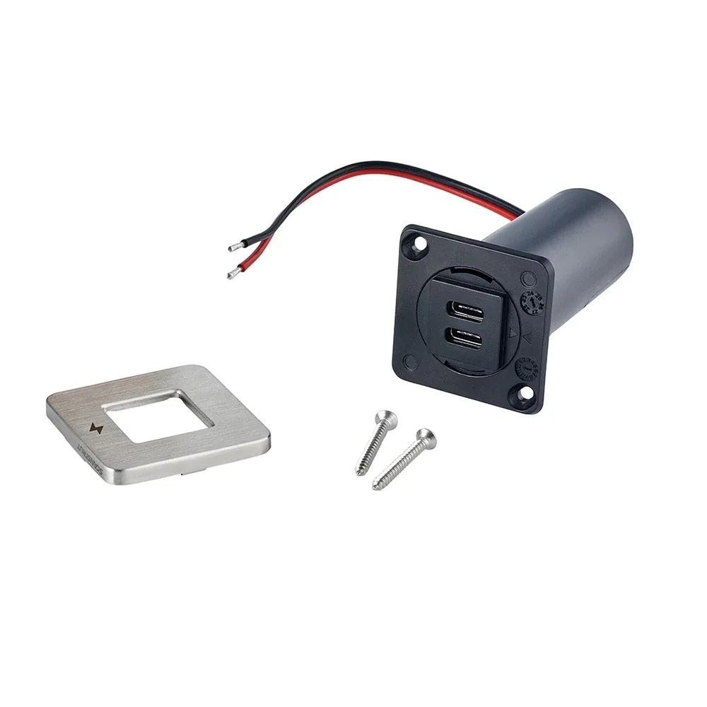 Scanstrut 12/24V TILE Brushed Stainless Dual USB-C Socket