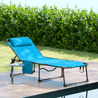 Folding Chaise Lounge with Face Hole, Blue
