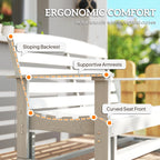 2-Person Outdoor Glider Bench w/ Slatted HDPE Frame for Backyard Garden Porch, Distressed White