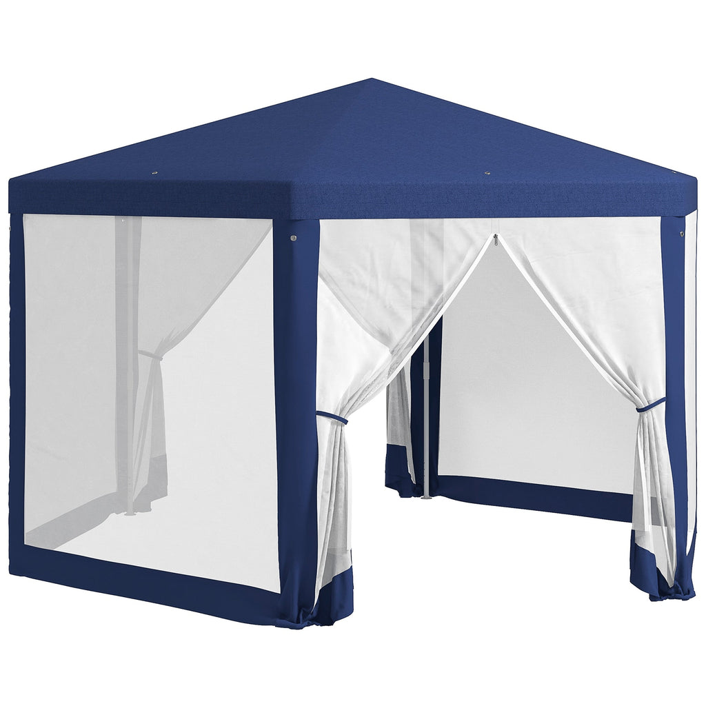 13' x 11' Hexagon Sun Shade Canopy with Protective Mesh Walls & Stakes, Blue