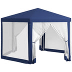13' x 11' Hexagon Sun Shade Canopy with Protective Mesh Walls & Stakes, Blue