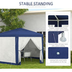 13' x 11' Hexagon Sun Shade Canopy with Protective Mesh Walls & Stakes, Blue