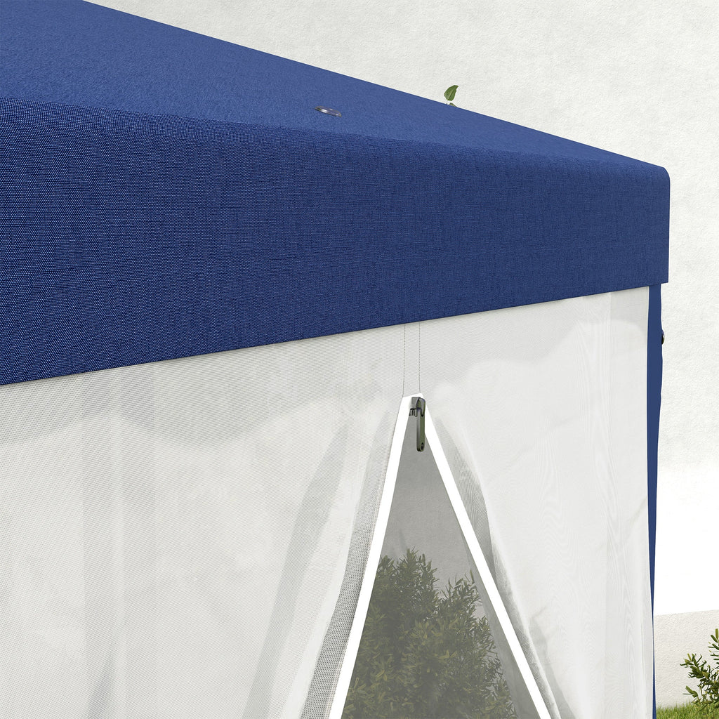 13' x 11' Hexagon Sun Shade Canopy with Protective Mesh Walls & Stakes, Blue