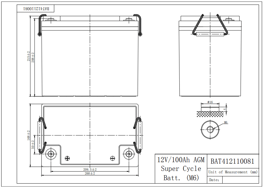 Victron 12V 100Ah AGM Super Cycle M6 Deep Cycle Battery