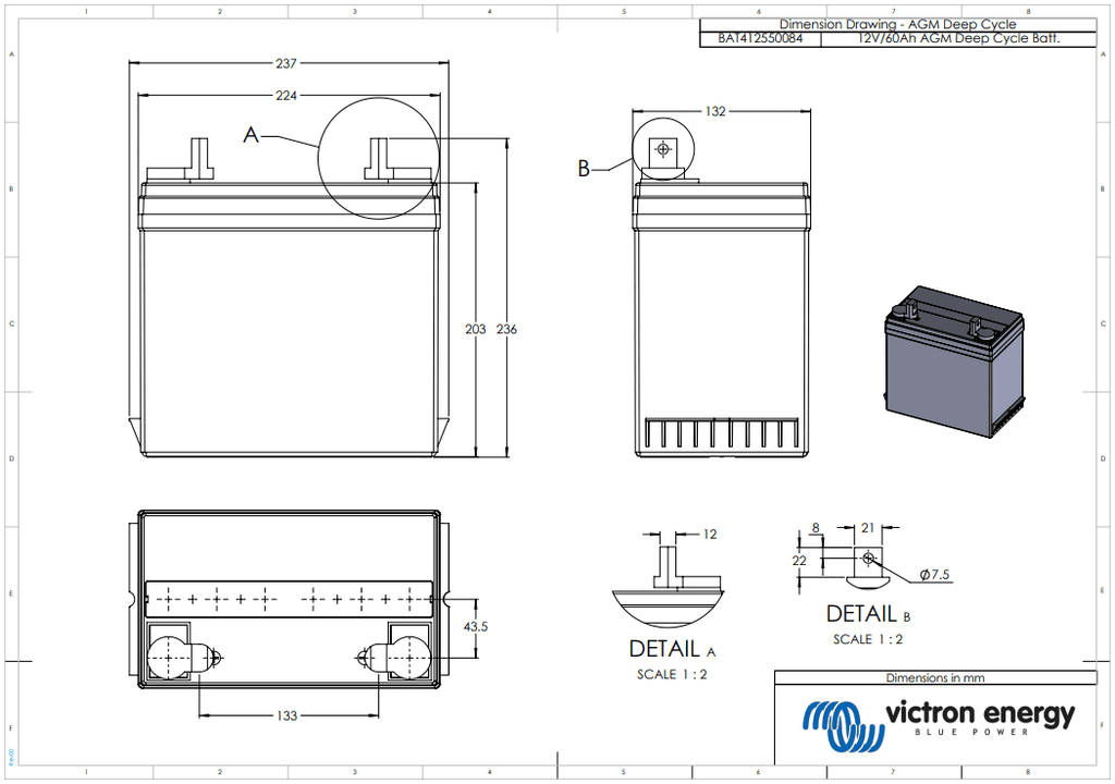 Victron 12V 60Ah AGM Deep Cycle Battery