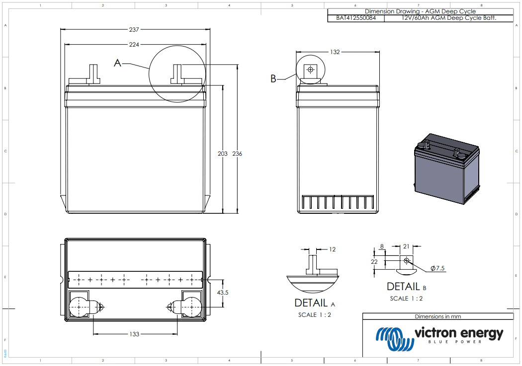 Victron 12V 60Ah AGM Deep Cycle Battery