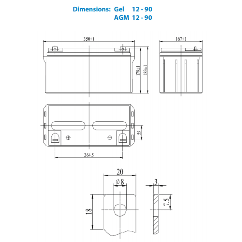 Victron 12V 90Ah AGM Deep Cycle Battery