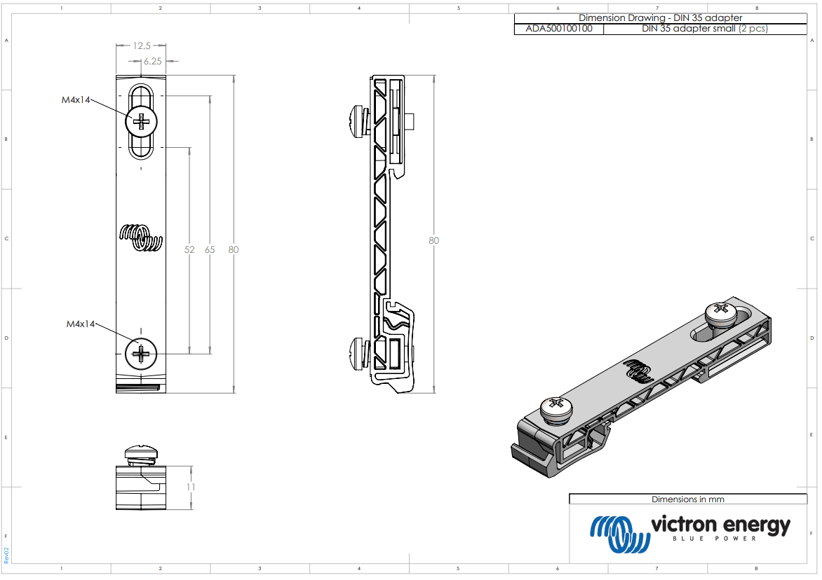 Victron Small DIN35 Adapters for Cerbo