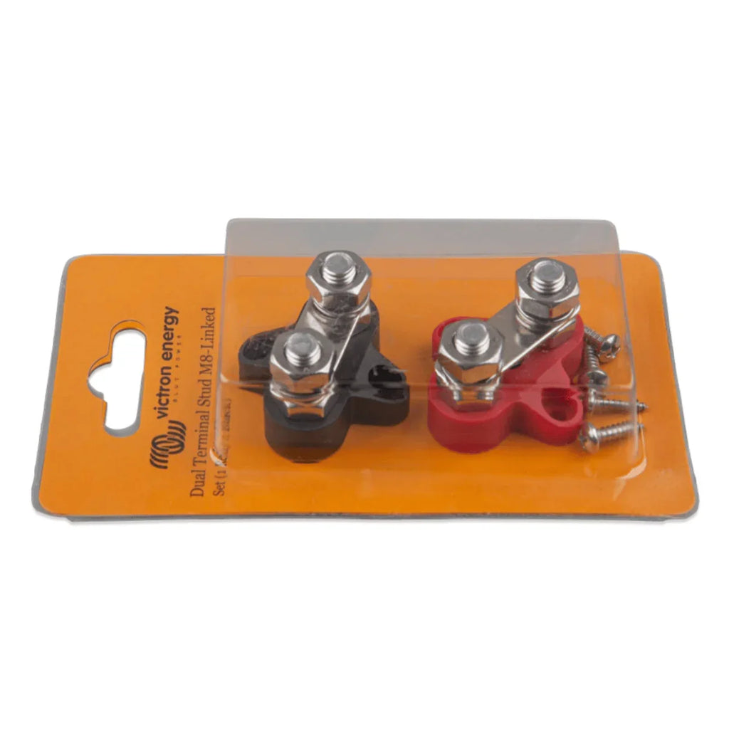 Victron Dual Terminal Stud M8-Linked Set (1 Red & 1 Black)