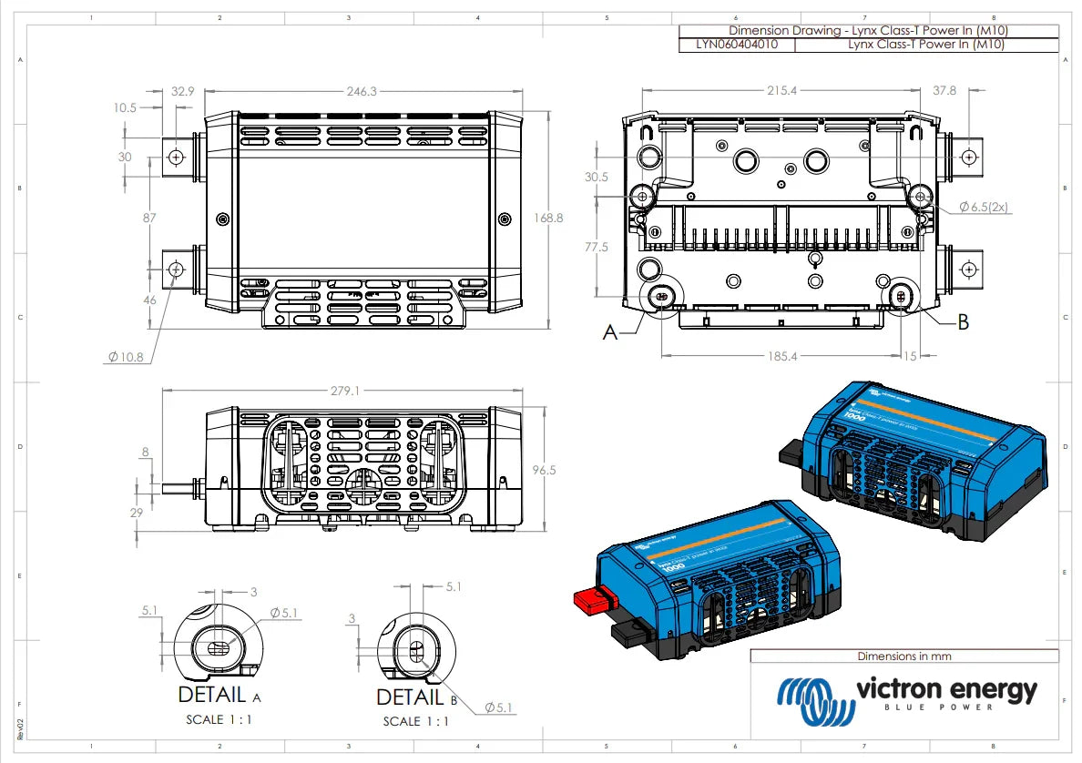 Victron 1000A Lynx Class-T Power In M10 Busbar