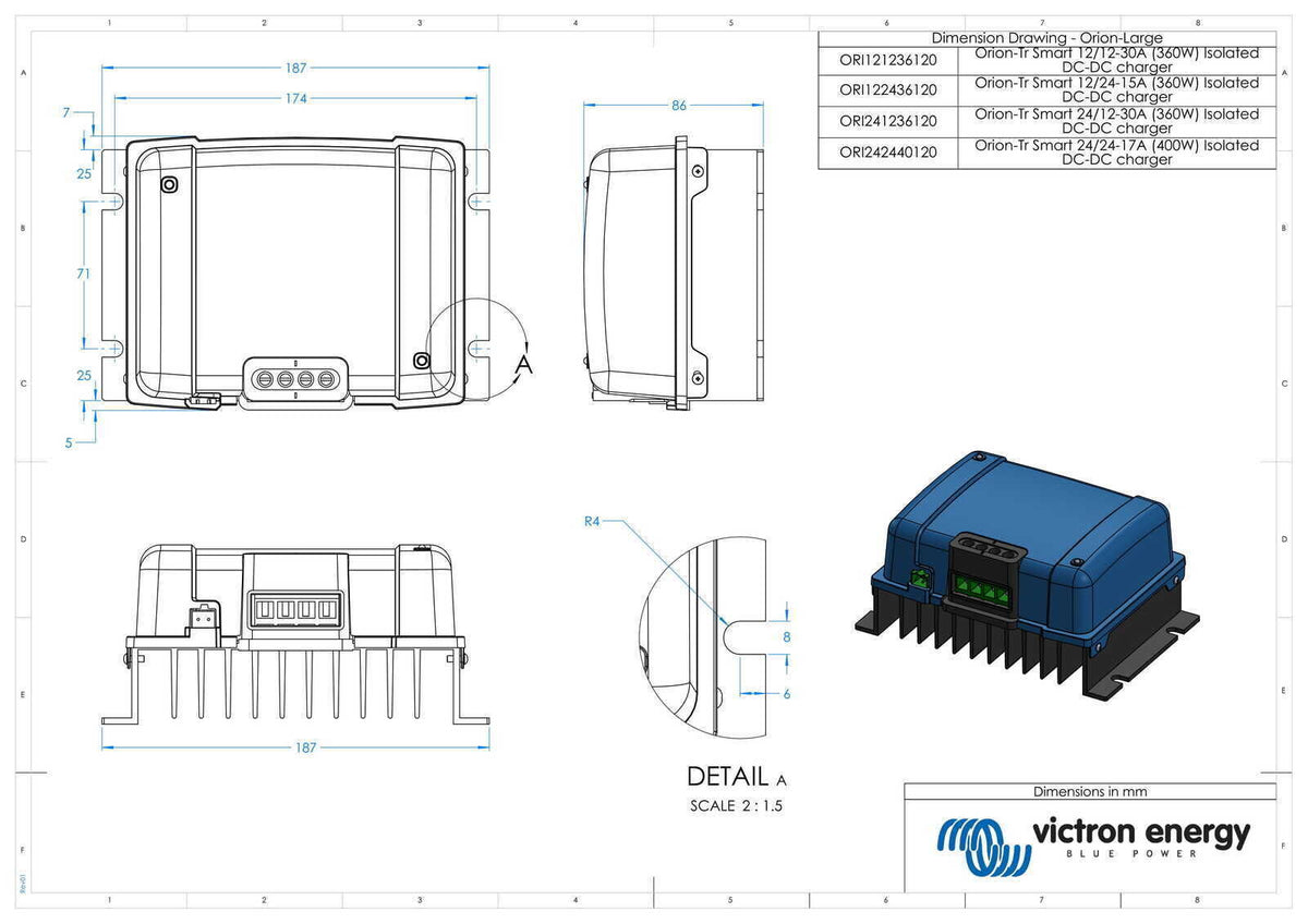 Victron 12V to 48V Orion-Tr 12/48-8A (380W) Isolated DC-DC Charger