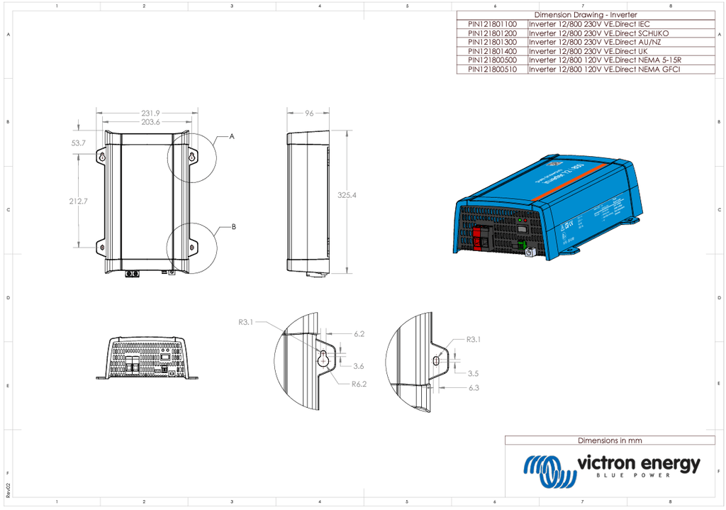 Victron 12V 800VA VE.Direct Phoenix 12/800 AU/NZ Inverter