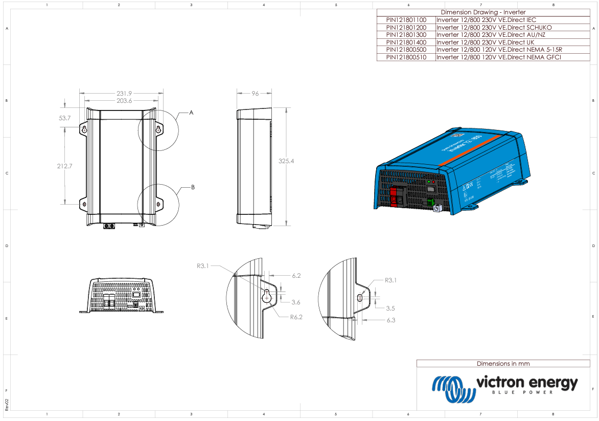Victron 12V 800VA VE.Direct Phoenix 12/800 AU/NZ Inverter
