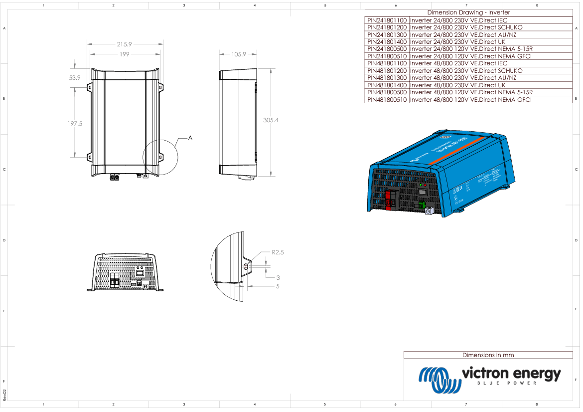 Victron 24V 800VA VE.Direct Phoenix 24/800 AU/NZ Inverter