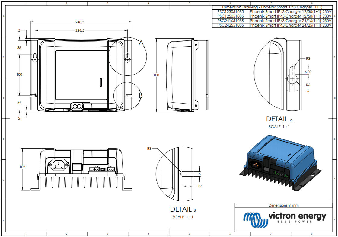 Victron 24V 16A Phoenix Smart IP43 24/16(1+1) Battery Charger