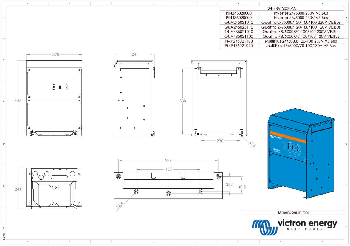 Victron 24V 5000VA Quattro 24/5000/120-100/100+50A Aux Inverter/Charger