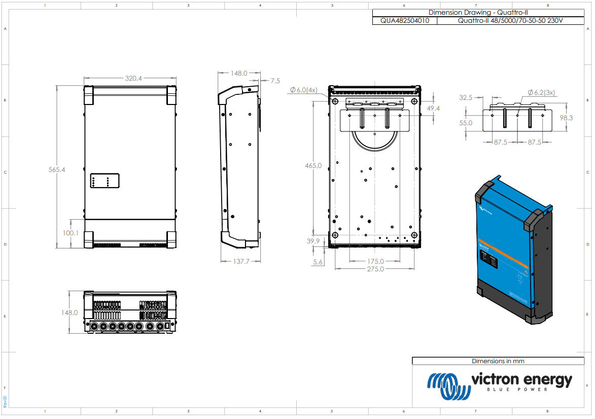 Victron 48V 5000VA Quattro-II 48/5000/70-50/50 Inverter/Charger