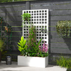 35" x 16" x 70" Raised Garden Bed with Trellis and Privacy Screen, White