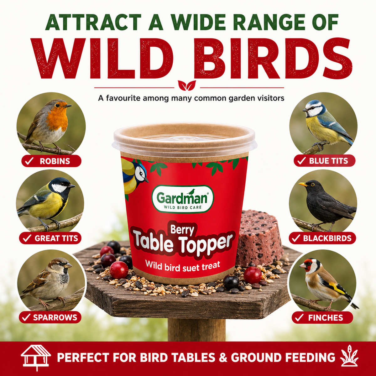 Gardman Table Toppers Berry High Energy Wild Bird Treats Food