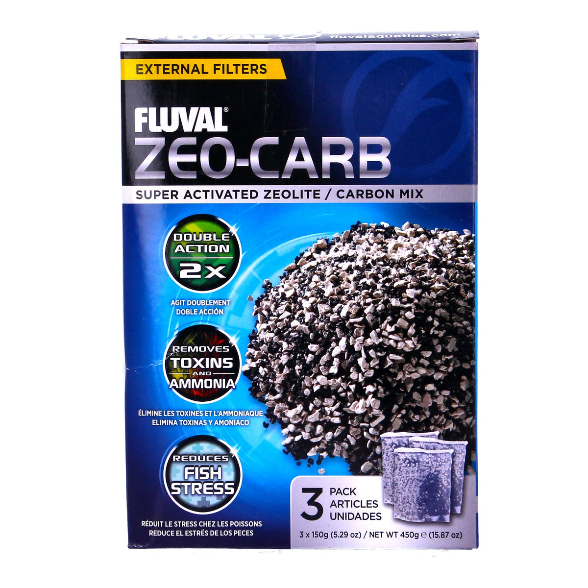 Fluval Zeo-Carb Ammonia & Carbon Filter Media 450g