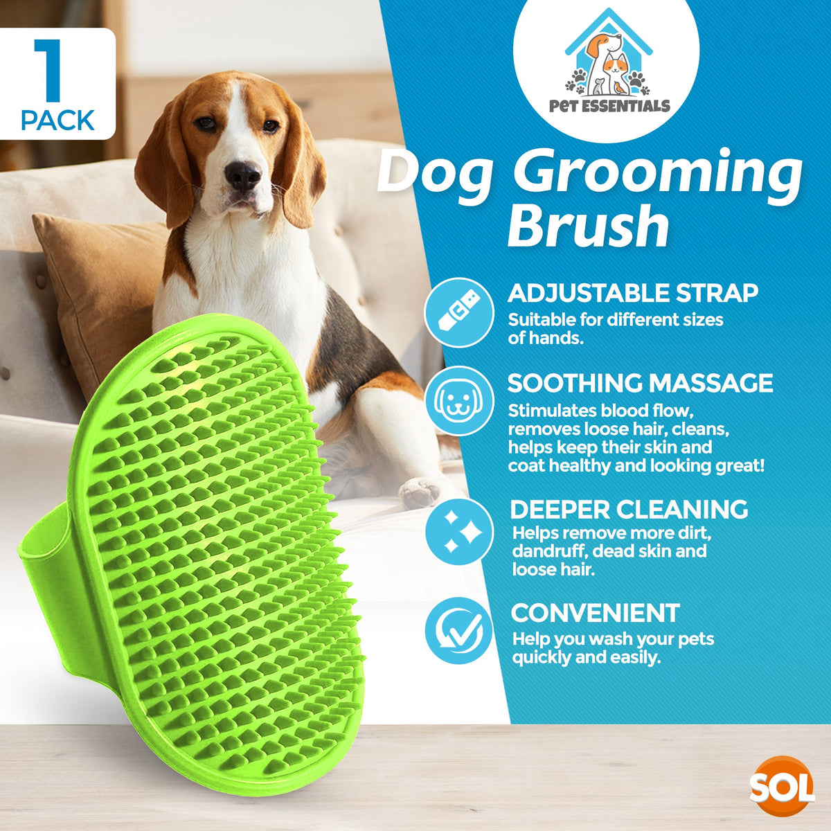 Dog Grooming Mitt Glove Brush Cat Hair Remover Deshedding