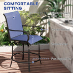 2-Piece Swivel Outdoor Bar Stools with Armrests, Navy Blue