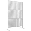 6.5FT Decorative Outdoor Divider, Metal Privacy Screen with Stand, Triangle Style, White