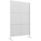 6.5FT Decorative Outdoor Divider, Metal Privacy Screen with Stand, Triangle Style, White